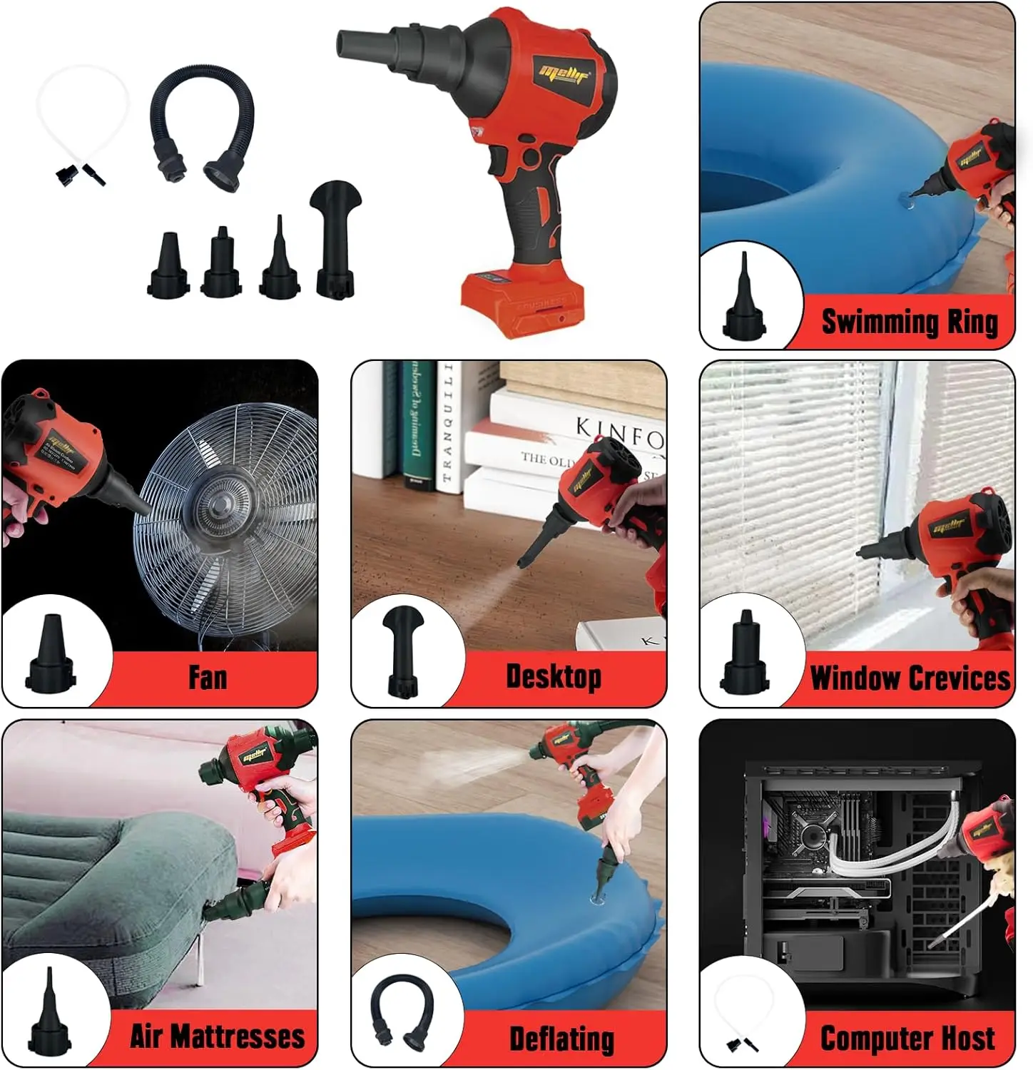 Cordless Air Duster Compatible with Milwaukee 18V Battery 50000RPM Brushless Air Compressed Air Pump for PC Keyboard(Tool Only)