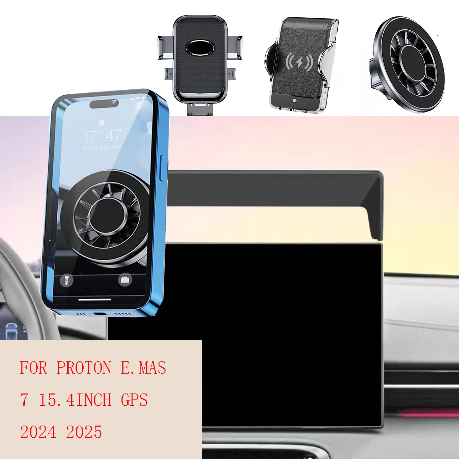 

For PROTON E.MAS 7 2024 2025 Magnetic Car Phone Holder GPS Screen Fixed Fast Wireless Charging Mobile Phone Mount