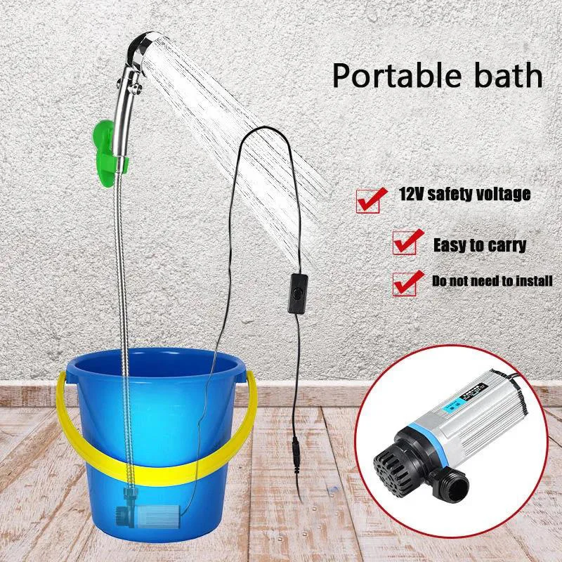 Portable Car Washer 12V Camping Shower Car Shower High Pressure Power Washer Electric Pump for Outdoor Camping Travel