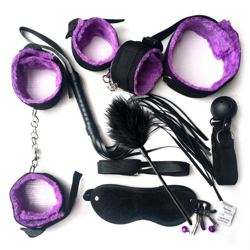 BDSM Restraint Sets, Female Sex Toys Handcuffs, Gags, Blindfolds, Whips, Restraint Straps, Nipple Clamps Adult Game Accessories, - Image 3