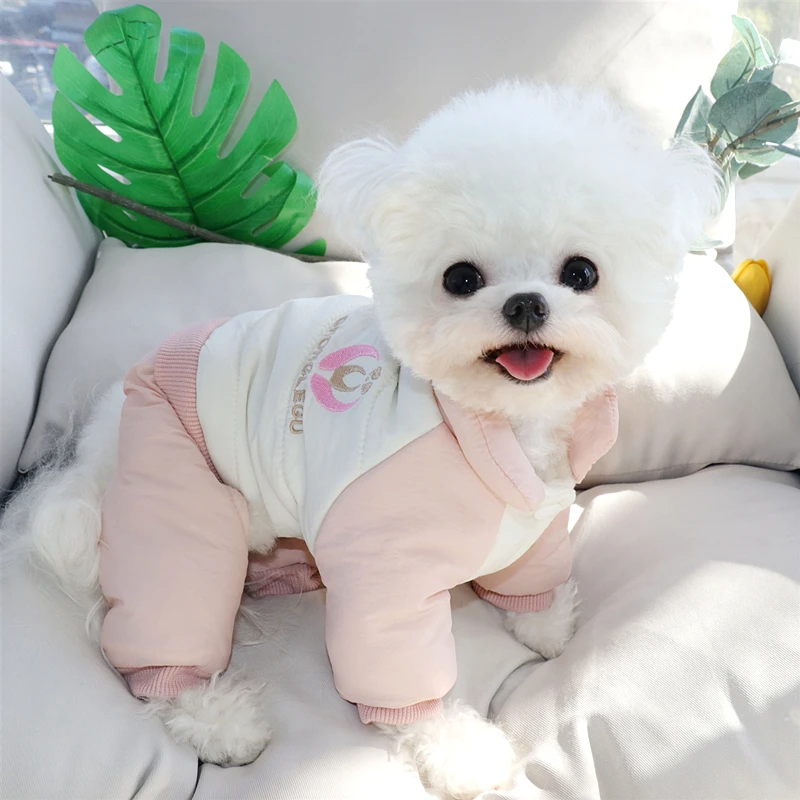 

Colored Puppy Clothes Pet Four legged Cotton Clothes Teddy Winter Warm Clothes Poodle Autumn Soft Button Up Shirt