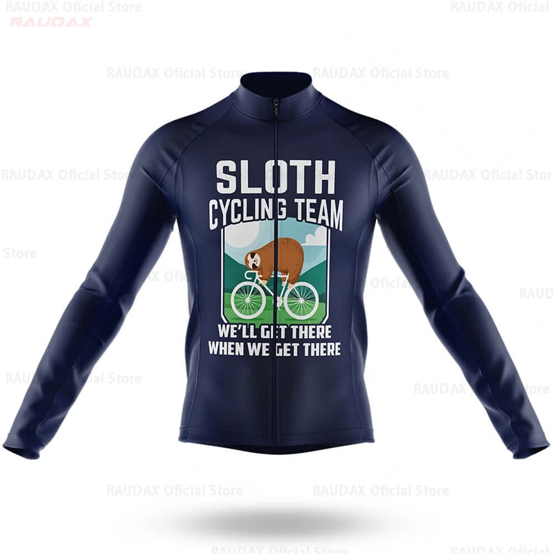 Sloth-Long Sleeves Bike Jersey Jacket for Men, MTB Cycling Clothing, Bicycle Uniform, Breathable Road Bike Racing Jersey Fun cyc