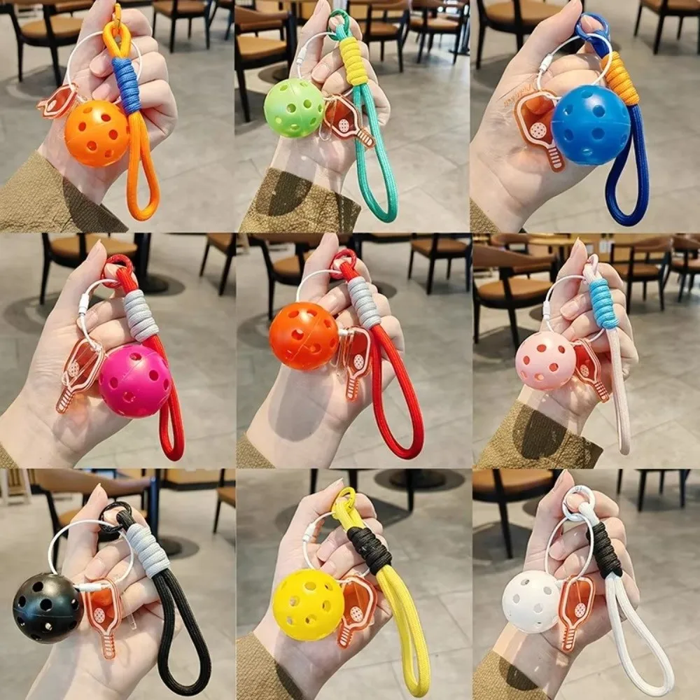 New Acrylic Pickleball Paddle Keychain Detachable with Lanyard Pickleball Key Ring Fitness Series Pendant Bag Accessories