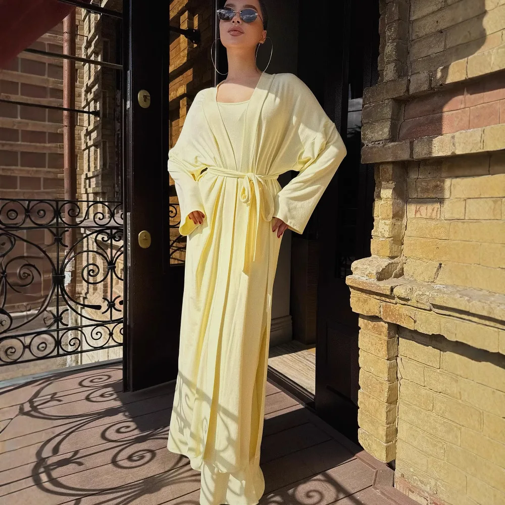 Ensemble de robe d'été tendance pour femmes, robes décontractées, robe à bretelles élégante et manteau Long, ensemble deux pièces, vêtements pour femmes
