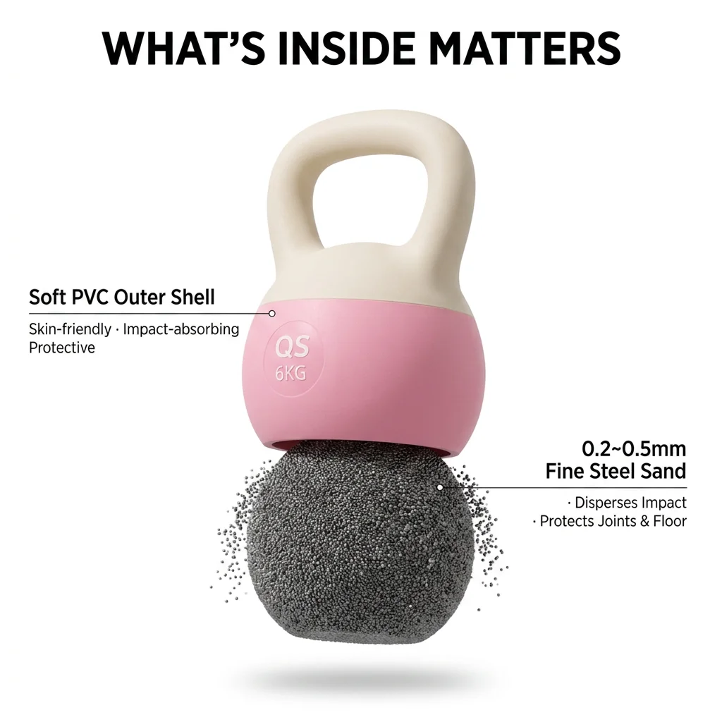 Soft PVC Kettlebell with Comfortable Grip Handle Steel Sand Filled Strength Training Weights for Home Gym Yoga Pilates Exercise