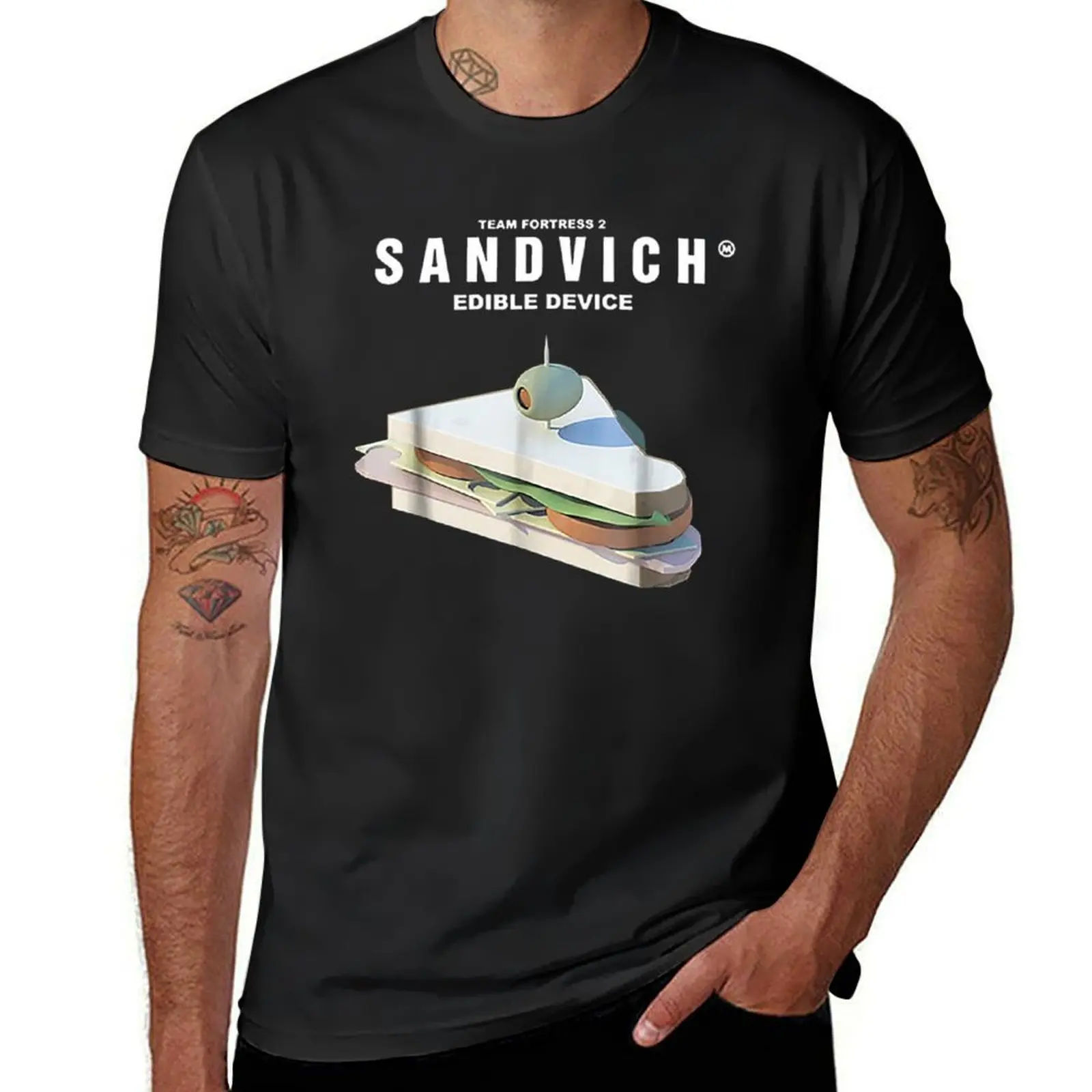 

Team Fortress 2 Sandvich Edible Device 2 T-Shirt plain hippie clothes Men's cotton t-shirt