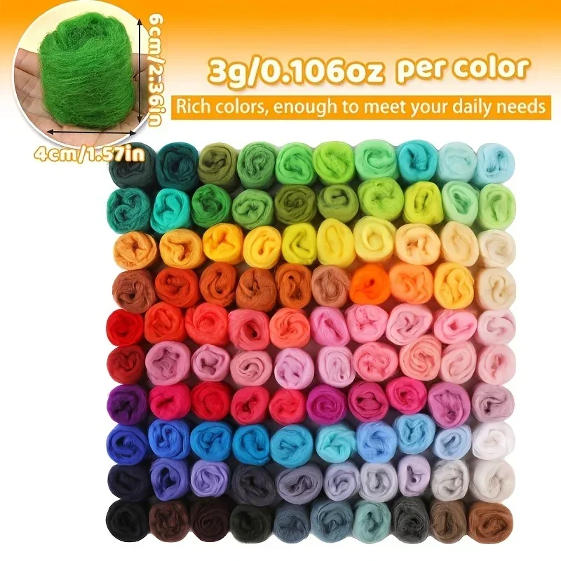 2026 Top Quality 20Pc Random Colors Felting Wool Fiber Curly Fiber Needle Felting Kit DIY Craft Supplies