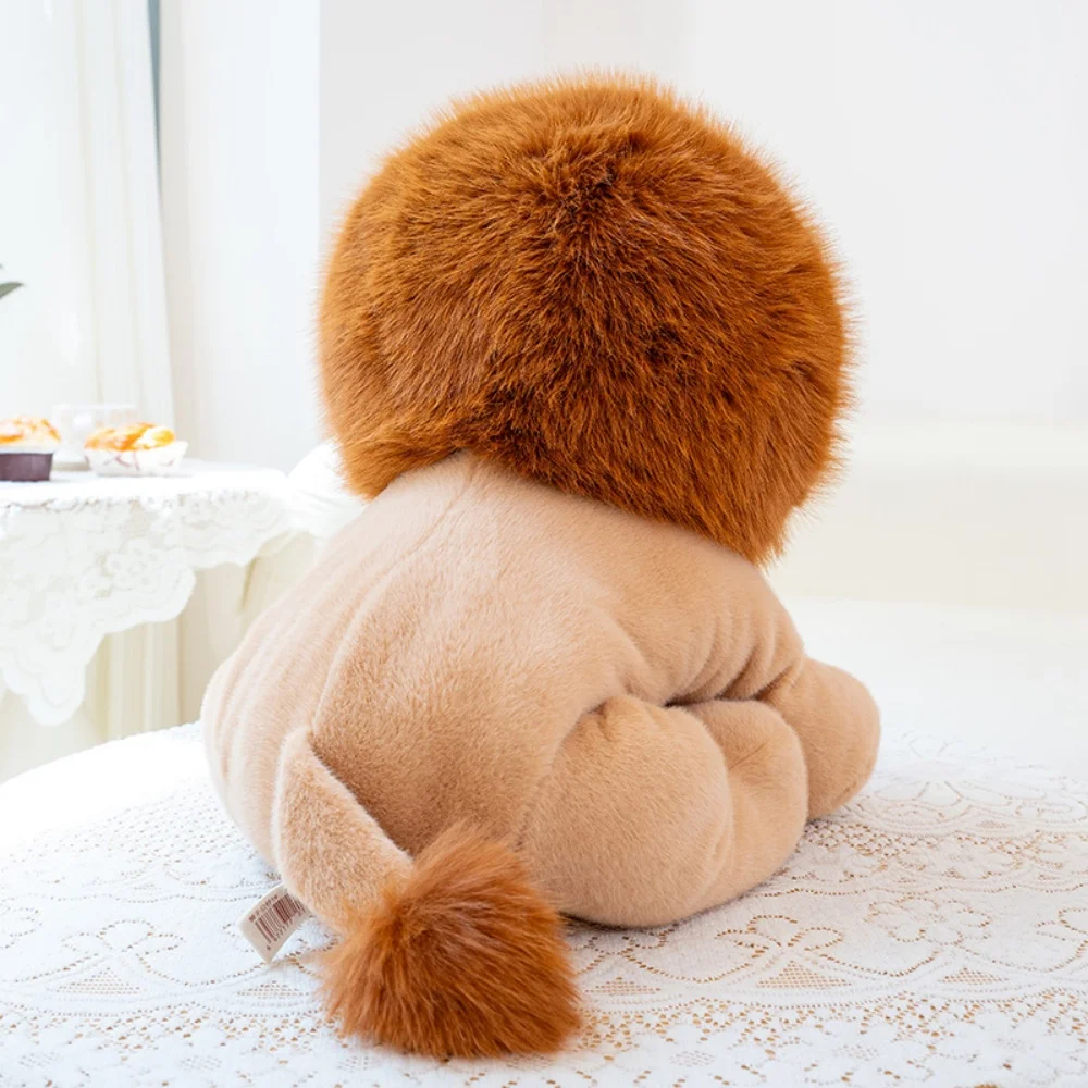 Fluffly Hair Lion Plush Toy Cartoon Sitting Or Lying Down Stuffed Animal Cuddly Animal Lion King Doll Room Decor