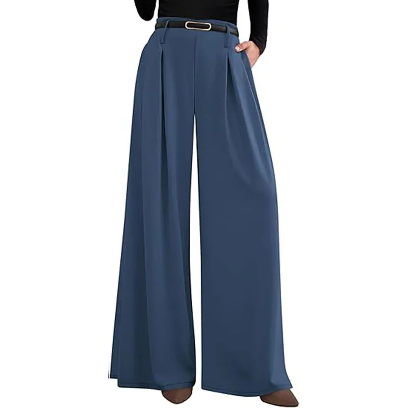 Casual High Waist Wide Leg Pants Flowy Straight Trousers Loose Dressy Jumpsuit Overall Spring Summer Matching Set
