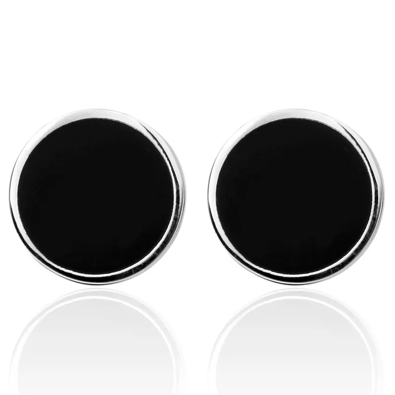 Classic men\'s French cufflinks black round buttons wedding jewelry gifts