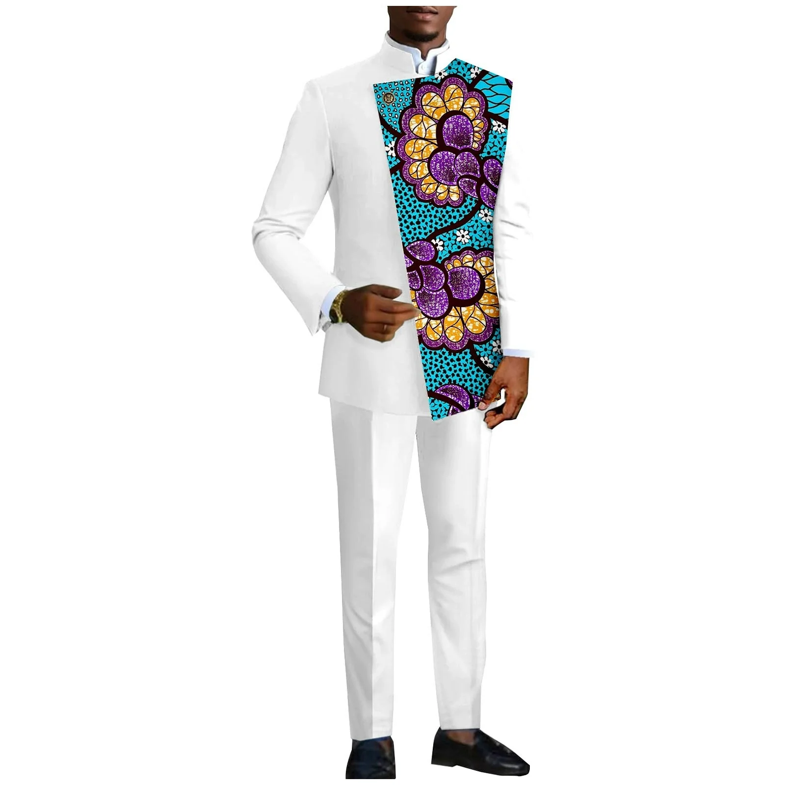 Trajes de hombre lisos de 2 piezas ajustados de diseño africano para boda, esmoquin para novio, trajes formales para fiesta de graduación, chaqueta para padrino, pantalones