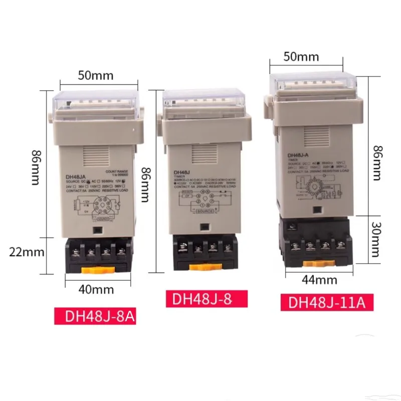 DH48J-A 1-9999 (x1 x10 x100) 30cps Digital Counter Relay DC 24V w Base Socket