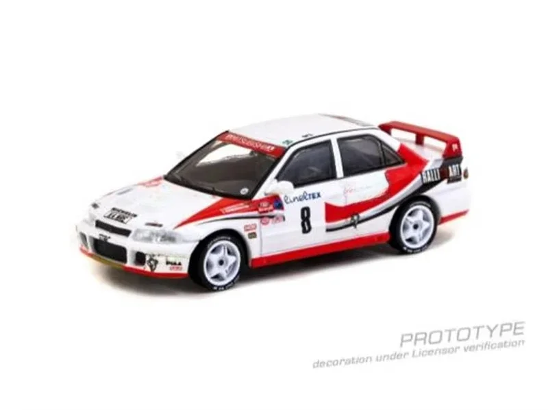 Tarmac Works 1:64 Lancer Evolution Rallye Monte-Carlo 1993 K.Eriksson/S.Parmander white red Diecast Model Car