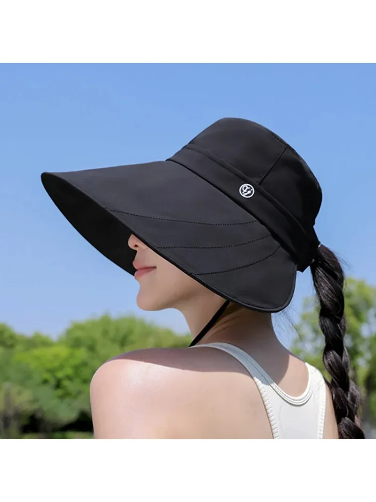 AliExpress NONE 2026 Wide Brim UV Protection Sun Hat Women Outdoor Windproof Waterproof Summer Caps Woman Cycling Climbing Wide Brim Hats Female