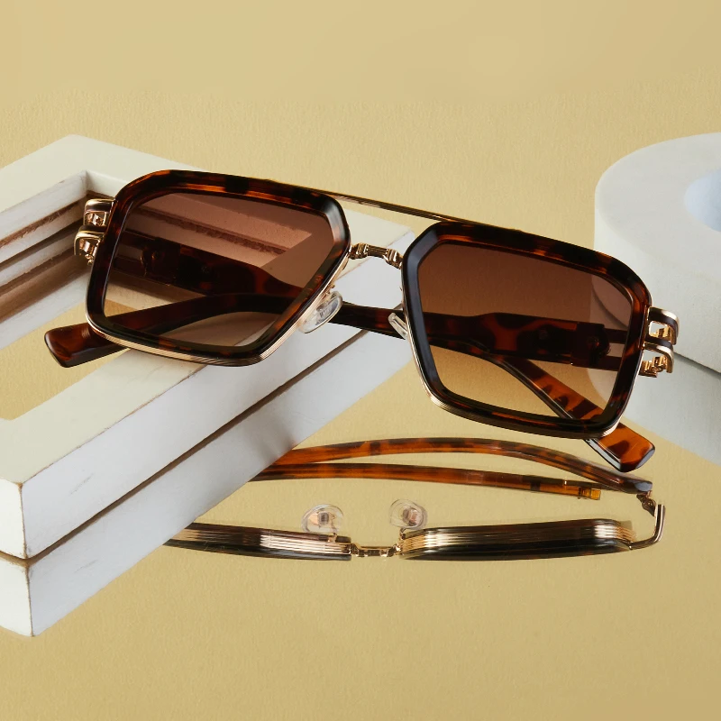 1pc unisex óculos novo metal quadrado quadro vintage punk ponte dupla high-end estilo de negócios presente do feriado diário passeio ciclismo s