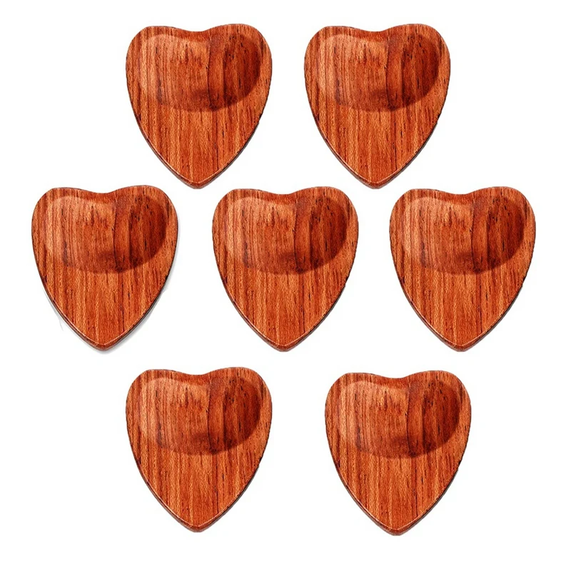 6Pcs Wood Acoustic Guitar Picks Heart Shape Picks Parts Musical Instrument Guitar Accessories