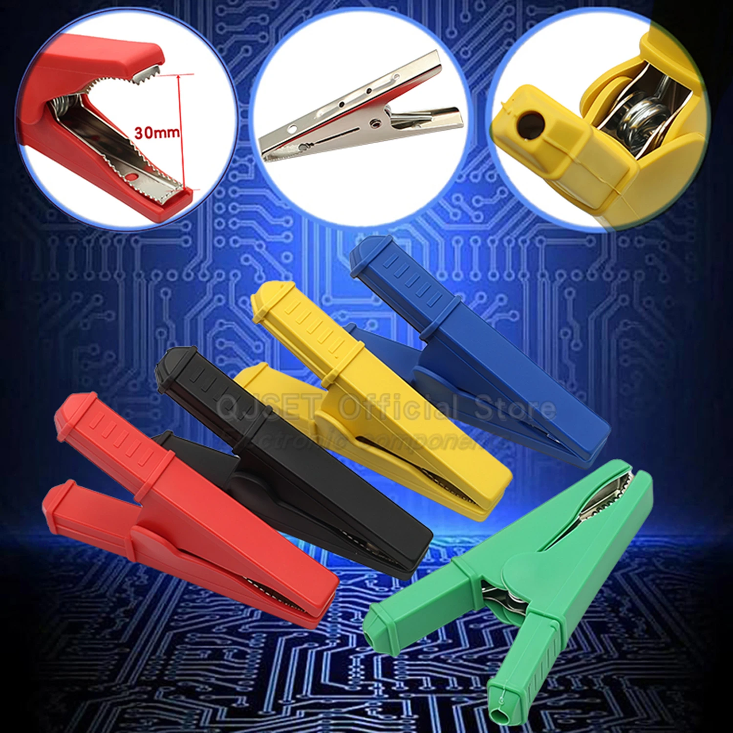 1pcs 75mm Insulated Pure Copper Alligator Clip 30A Opening 30mm 4mm Wire Terminal Clip Sheath Clip Test Clip Car battery clamps