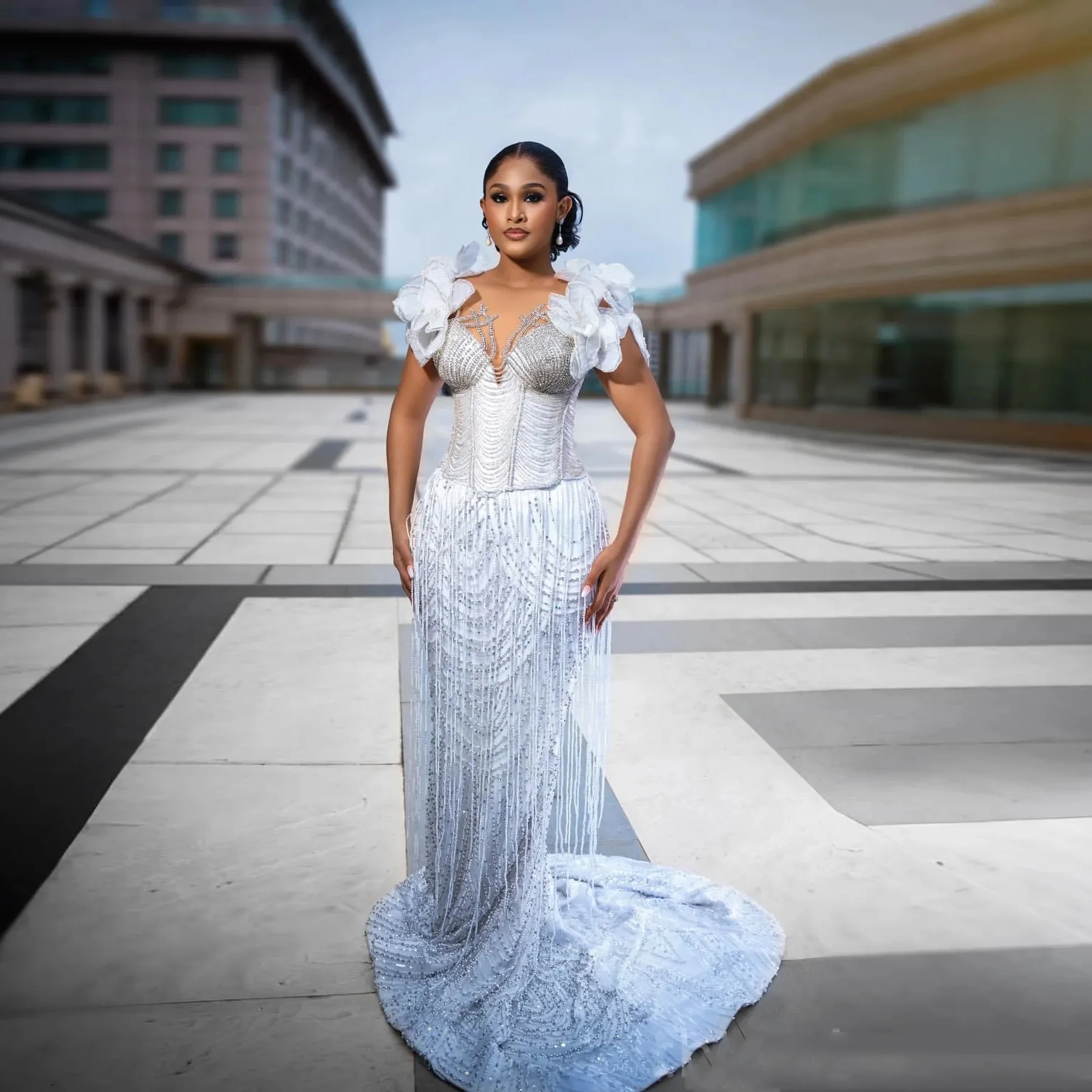 

Белое платье макси с кисточками и цветочным принтом, роскошные вечерние платья, прямые африканские женские платья без рукавов, винтажные платья для выпускного вечера из бисера