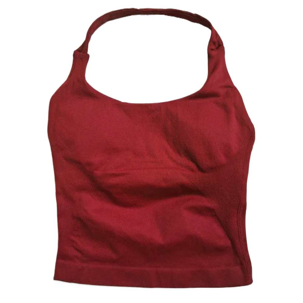 Gym Top Dameskleding Strappy Workout Tank Top Gewatteerde sportbeha Backless Yoga Shirts Naadloze Gym Crop Top Halter Fitness Vest