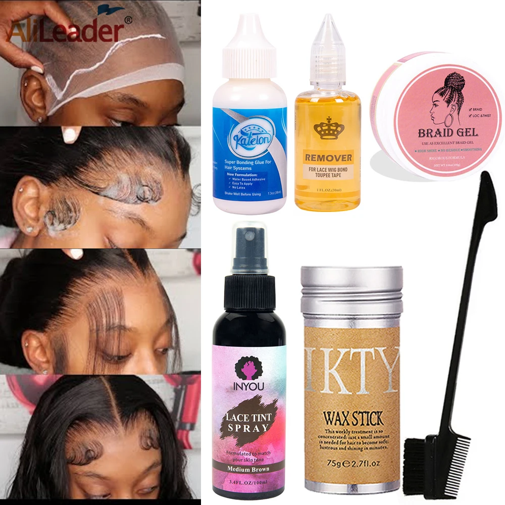 

Professional Wig Installation Kit Hair Adhesives Water Resistant Wigs Glue Lace Tint Spray Hair Wax Stick Baby Hair Braiding Gel