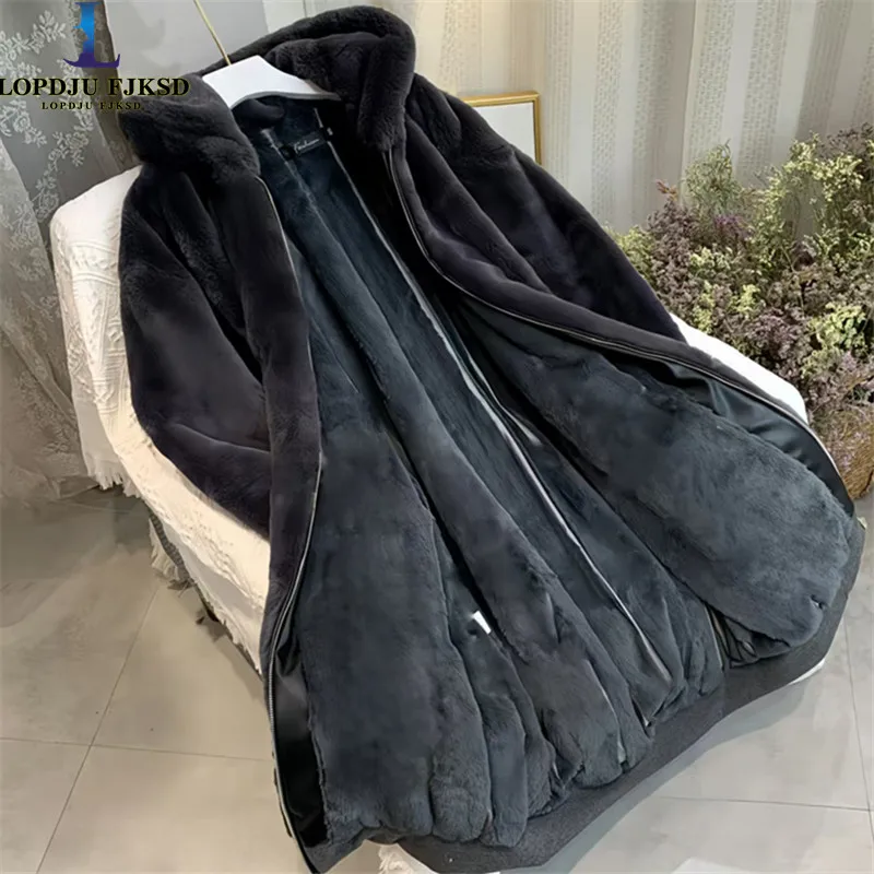 Faux Fur Coat for Women, Loose Thicken Warm Teddy Jacket, High Quality,Hooded,Female Clothes, New ,Winter