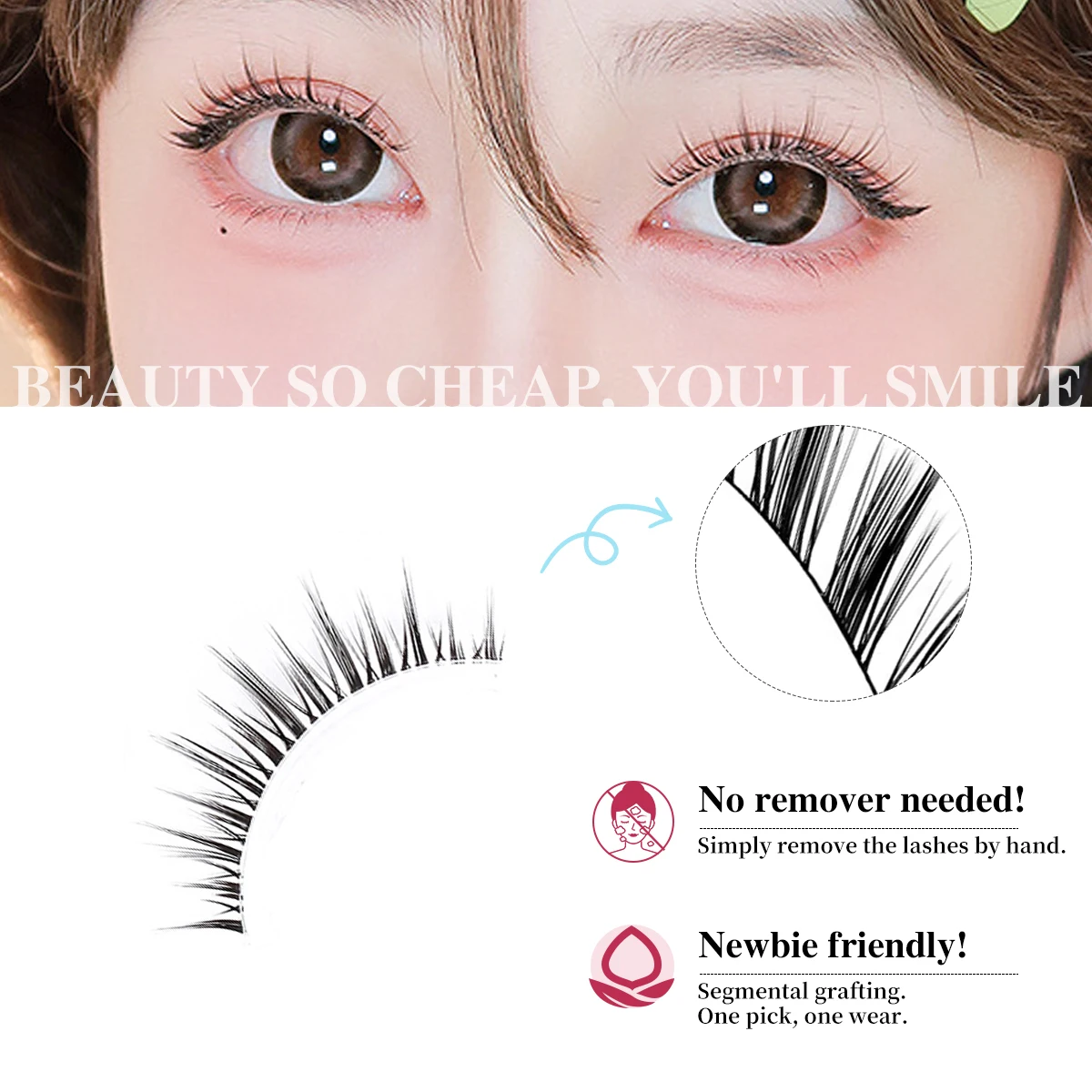 5 أزواج W51 الرموش الصناعية Wispy لينة العنقودية جلدة الطبيعية سميكة رموش مانغا مع الفرقة واضحة الكورية نمط أنيمي الفتيات