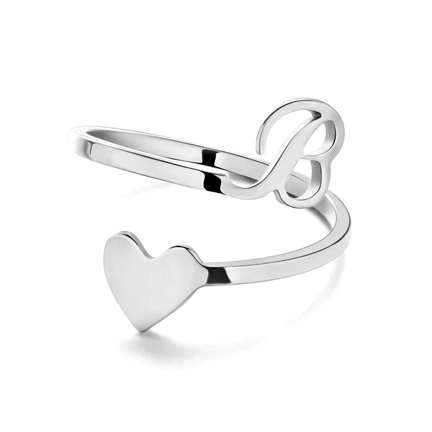 26 Letters Heart  Couple Rings Fashion Gold Silver Stainless Steel Opening Rings For Women Men Initial Name Finger Jewelry Gifts