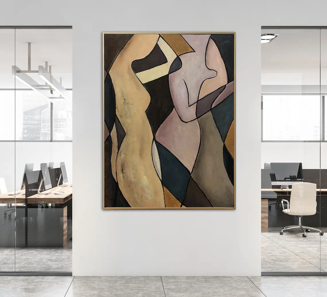 

Большие абстрактные фигурные картины на холсте, креативный экспрессионист, красочная модная живопись, ручная роспись, настенное искусство