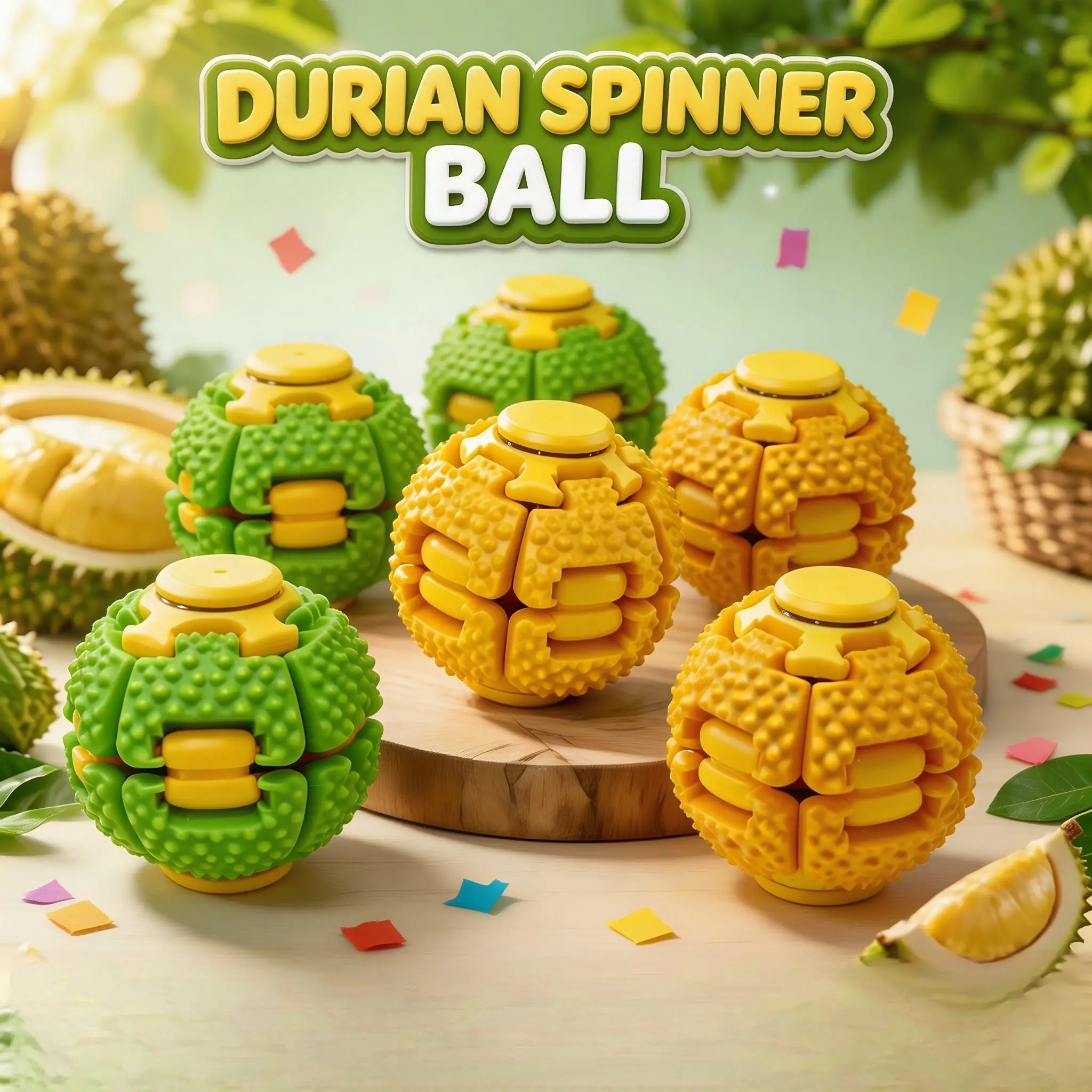 Durian Fidget Spinner Ball Finger Rotating Stress Relief Toy Sensory Anti‑Anxiety Desktop Fidget Toy Birthday Party Gift Favor