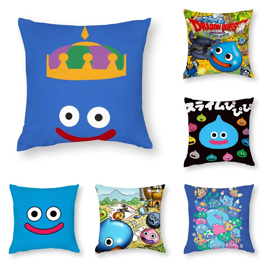 

D-Dragon Quest Slime Pillow Case 3D Print Polyester Fiber 45*45 cm Home Sofa Throw Pillow Cover Decoration Festival Gift