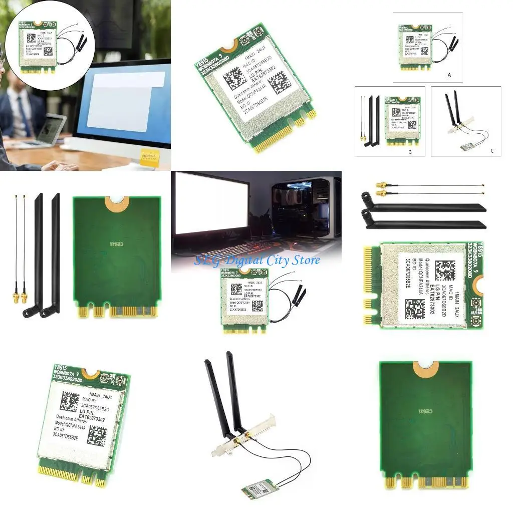 

U75B QCNFA344A Wireless Networks Card 2.4Ghz+5Ghz Bluetooth-compatible 4.1 NGFF