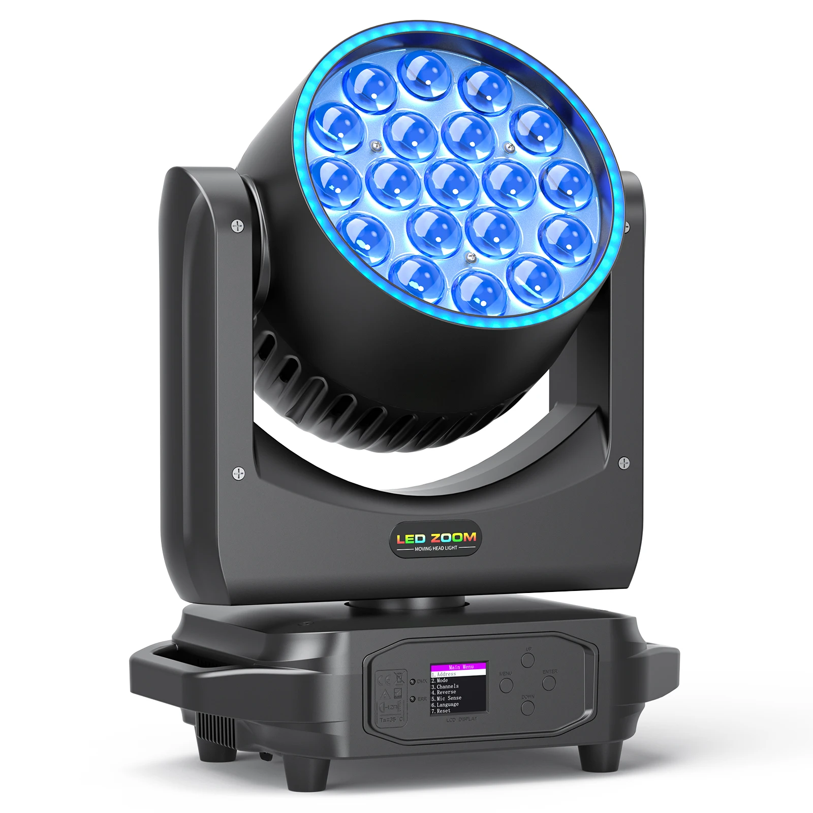 

U'King 220 Вт Zoom Wash Moving Head Lights 19X8W Светодиодные RGBW сценические светильники DMX512 DJ Light для танцевального зала KTV Диско-бар Свадебная вечеринка