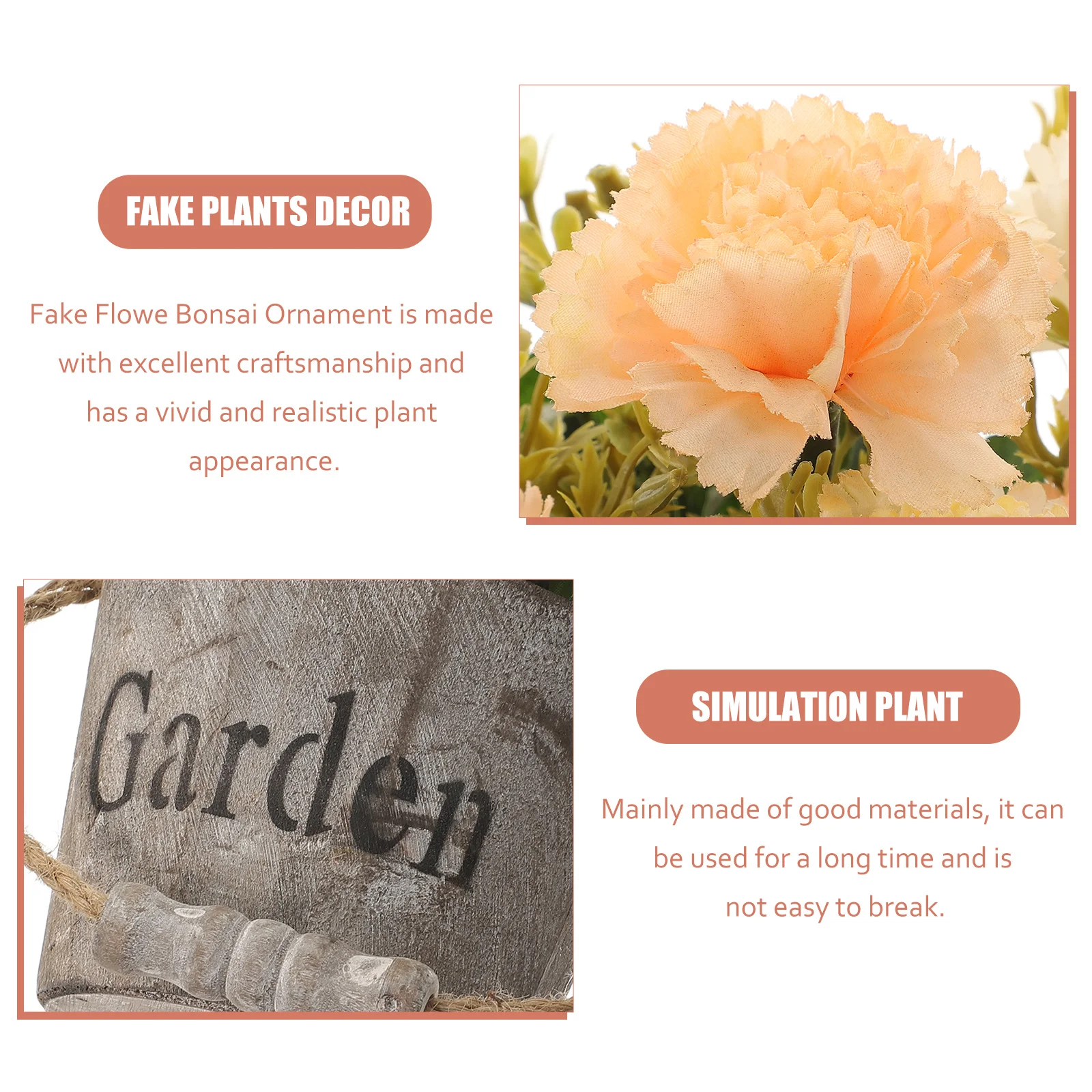 

Artificial Potted Plant Lifelike Succulent Decor Fake Flower In Pot Sturdy Wood Silk Material Desktop Home Decor Ornament