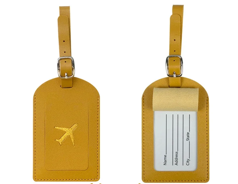 Mannen Vrouwen PU Leer Leuke Bagagelabel Koffer Adres Label Bagage Boarding Bag Tag Naam ID Adres Houder Reisaccessoire