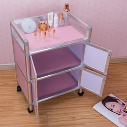 Mueble de Spa para salón de belleza, carrito de acero inoxidable, cajones auxiliares ondulados, maquillaje giratorio