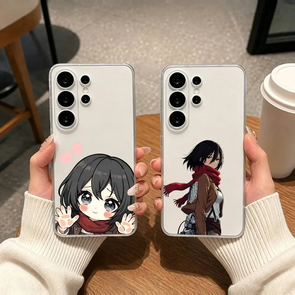 Attack on Titan Mikasa Ackerman gift Phone Case For Samsung S25,S24,S21,S22,S23,S30,Ultra,S20,Plus,Fe Transparent Cover