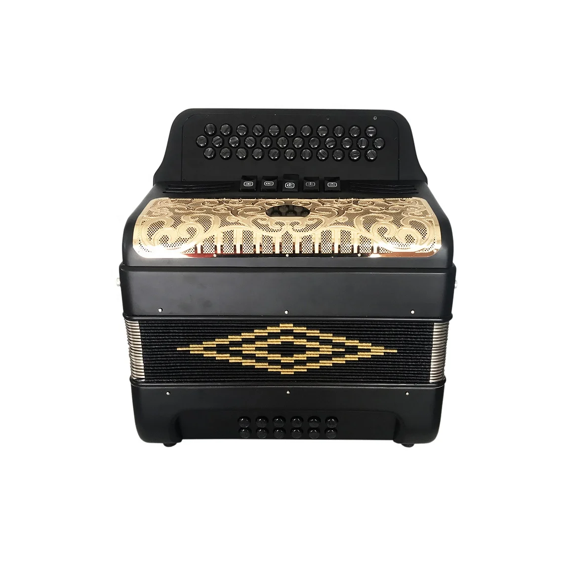 SEASOUND OEM 34 Buttons 12 Bass 5 Registers Matt Black Accordion Instrument Gold Grill Black Buttons Acordeon JB3412D