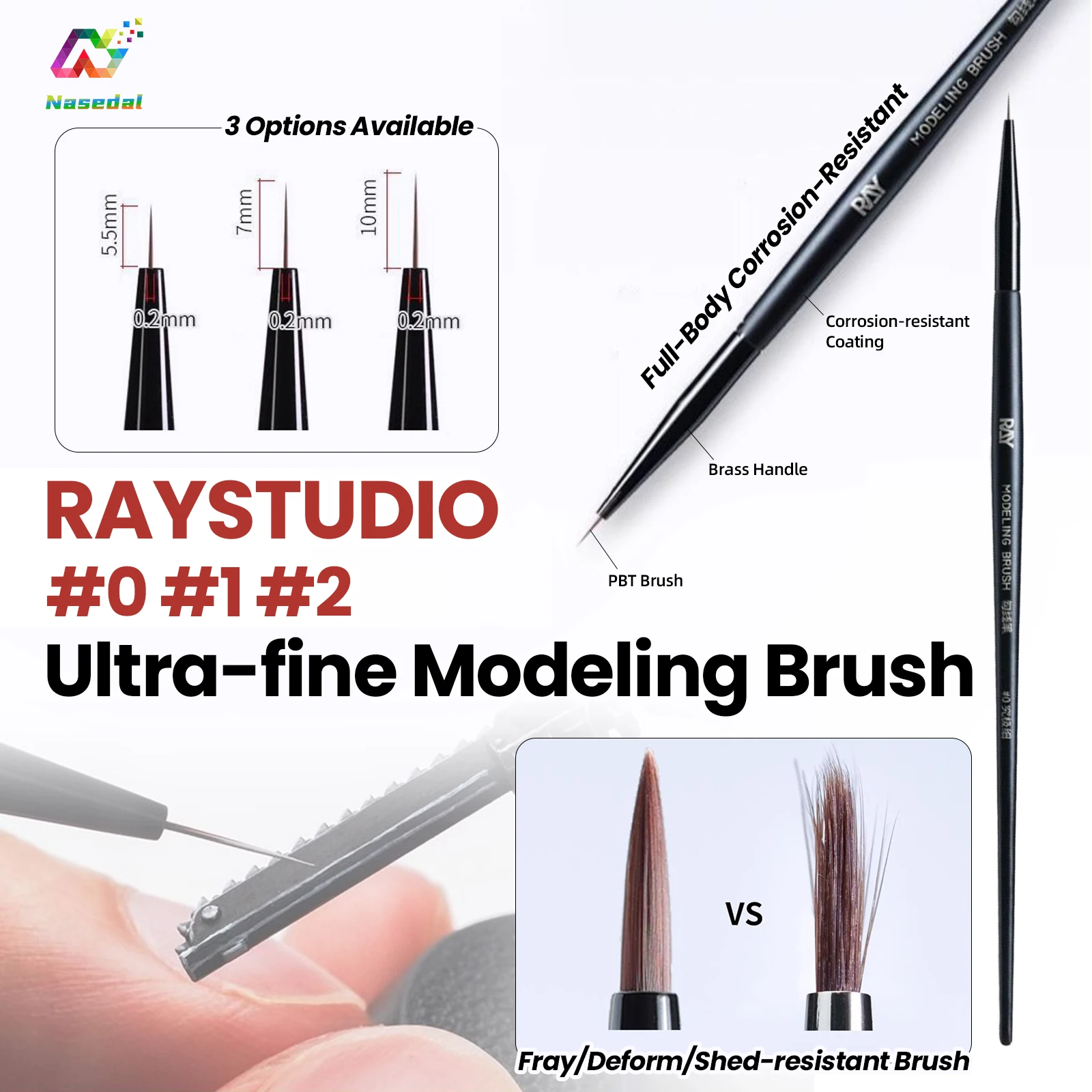 RAYSTUDIO Ultra-fine Modeling Brush #0 #1 #2 Corrosion Resistant Outline Pen Precision Tools for Gundam Model Detailing Coloring