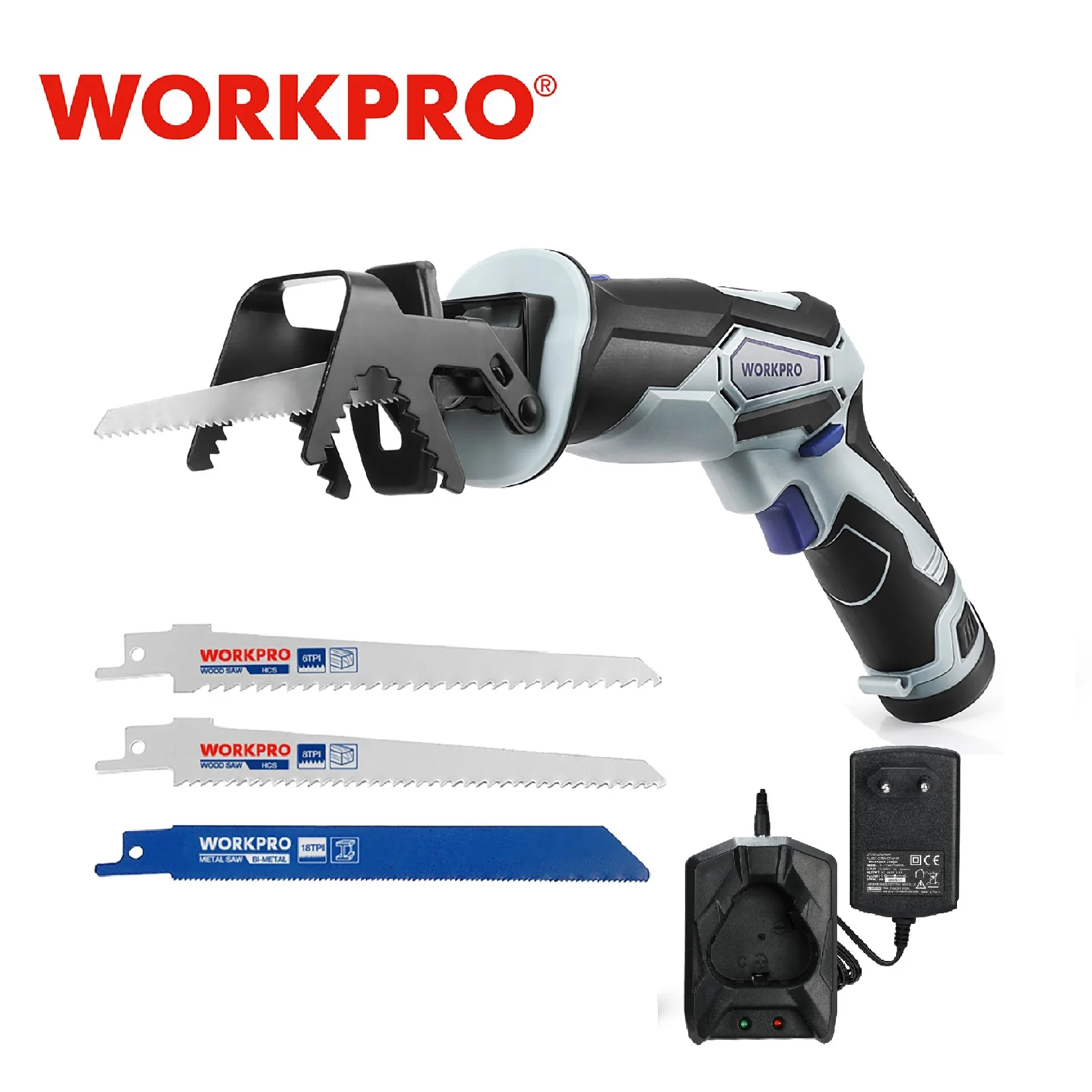 

WORKPRO 12V Cordless Electric Reciprocating Saw Cutting Saw Portable Cordless Power Tools For Wood &Metal With 3 Saw Blades Tool
