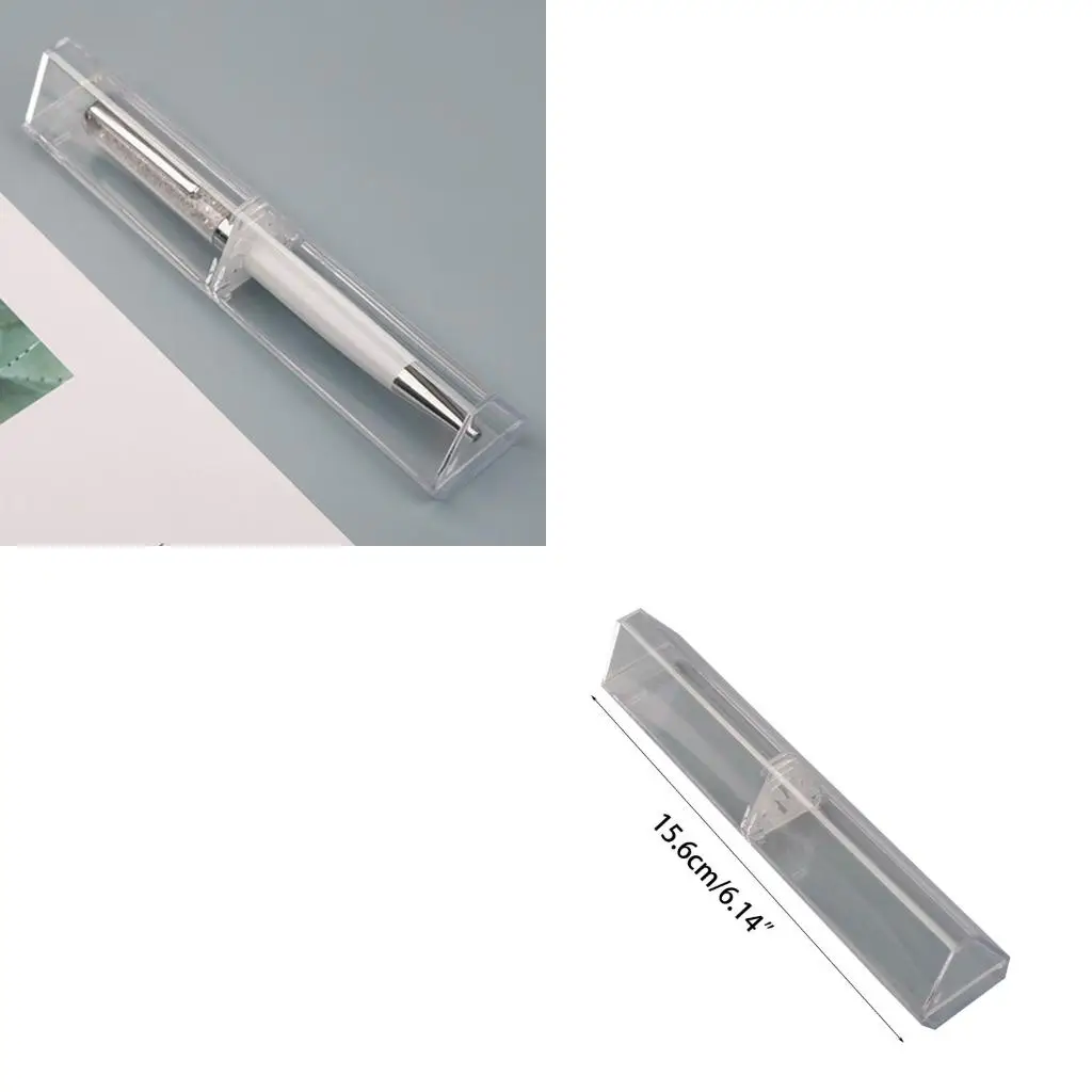  10x Triangular Pen Boxes Pen Container Storage Clear Pen Holder Case for School