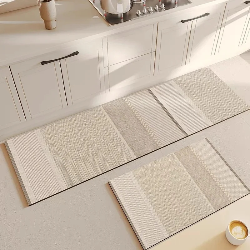 Vikama non-slip and oil-proof kitchen bathroom porch mat home decoration 1/2PCs new cream wind diatom mud soft mat absorbent