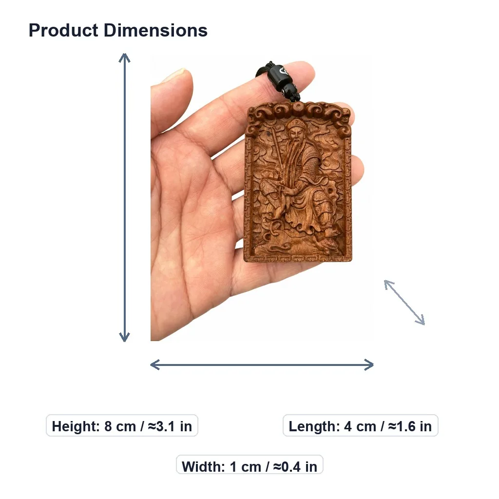 Hand-Carved Thunder Struck Jujube Wood Zhenwu Great Emperor Daoist Talisman Pendant for Car Hanging Decor Collectible Gift