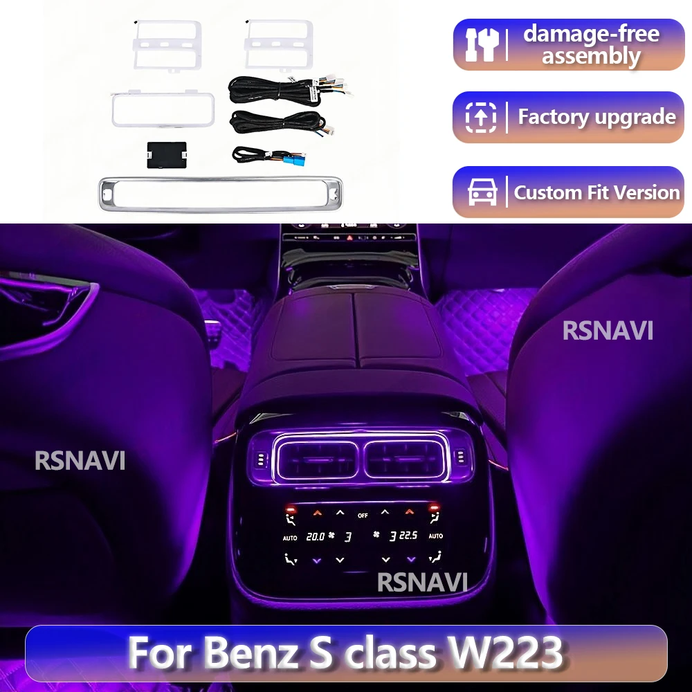 RGB color streamer Fo Benz S-Class W223 2020+ 64 Colors Ambient Light Air Vents LED Outlet Panel Cover Instrument Precise Fit