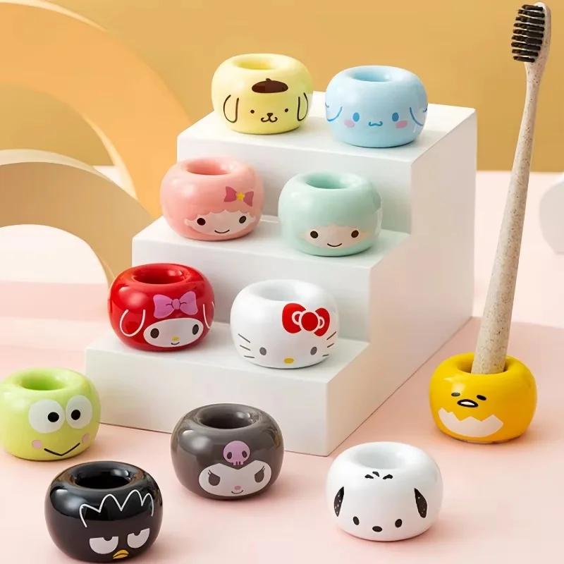 Hello Kitty Kuromi Placement Base Decoration Eyebrow Pen Toothbrush Holder Cute Personalized Pen Holder Mini Toothbrush Storages