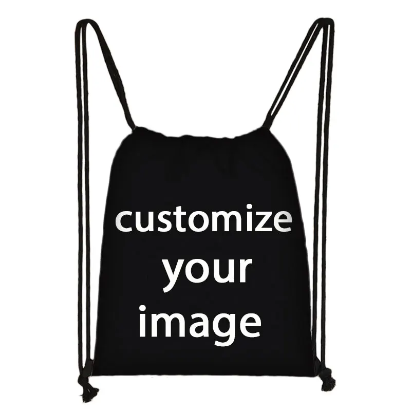 

Customize The Image / Logo / Name on The Personalized Drawstring Bag Backpack Travel Bags