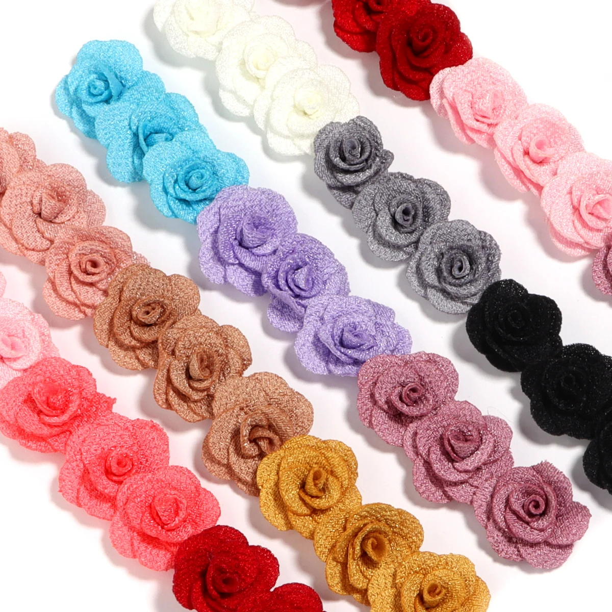 

10Pcs 3CM Handmade Small Flower Three-dimensional Small Rose Multicolor Petal Small Flower DIY Hair Accessories Sewing Patches