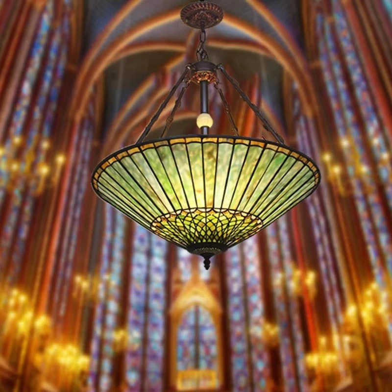 

European Style Pendant Lights Vintage Tiffany Colored Glass Ceiling Lamp Villa Living Room Bedroom Study Home Dining Table Light
