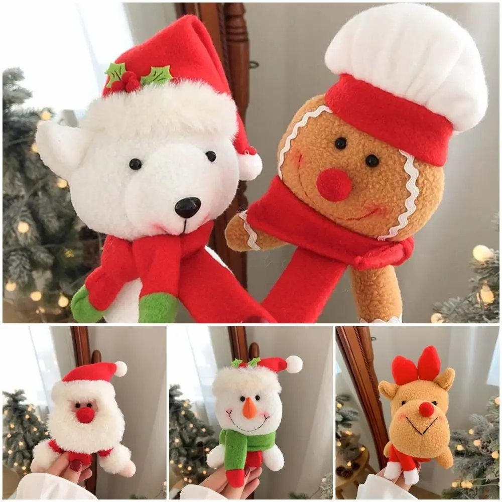 Com clap círculo boneco de neve pulseira brinquedo de pelúcia papai noel pequeno cervo natal brinquedo de pelúcia pulseira boneco de neve recheado