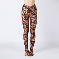 Sexy Women Oil Gloosy Shiny Pencil Pant Leopard Full Leggings Stain Smooth Elastic Sexy Yoga Pants Candy Color Plus Size