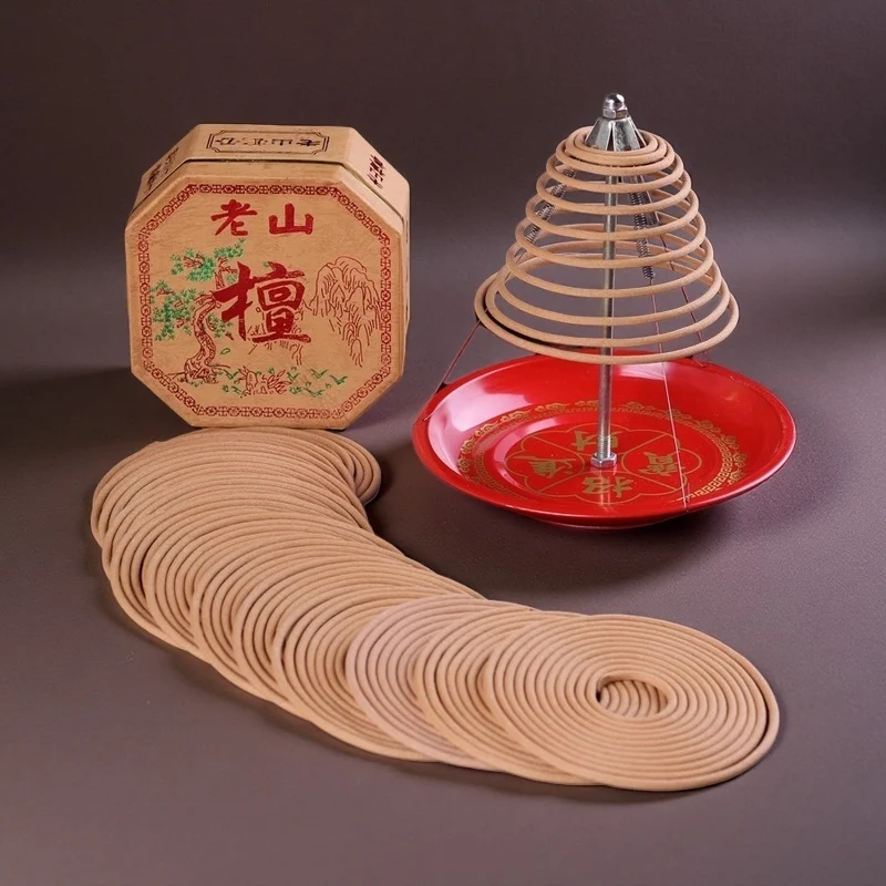 12/24 Hours Natural Laoshan Sandalwood Incense Coils Micro Smoke for Buddha Deodorizing Bathroom and Toilet Coil Incense